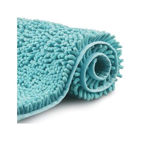 Tapis de Bain Antidérapant à Poils Longs en Microfibre Chenille 35X60 cm, Tapis de Sol Lavable en Machine avec Microfibre Chenille Douce Absorbant l\'eau pour Bain, Douche et Salle de Bain (1/5)