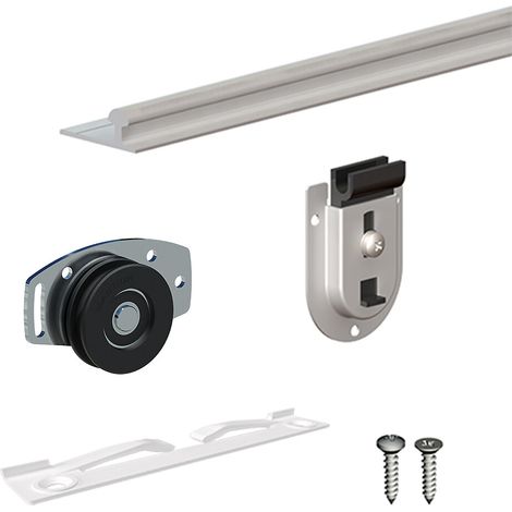 Slid'Up By Mantion – Système coulissant pour 2 portes de placard – Rail aluminium 1,5 m – Poids max 70 kg – Montures sur roulements à billes