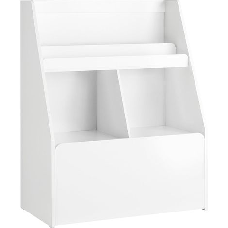 Libreria Per Bambini Scaffale Per Bambini Con Cassapanca Portagiochi Estraibile Mobili Cameretta Bianco 76x40x100cm KMB83-W (1/5)