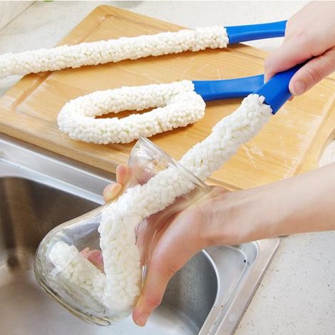 Brosse De Nettoyage - 46 Cm - Pour Carafe À Vin Et Verres - En Éponge Écologique Et Fil Galvanisé - 1 Pièce (1/5)