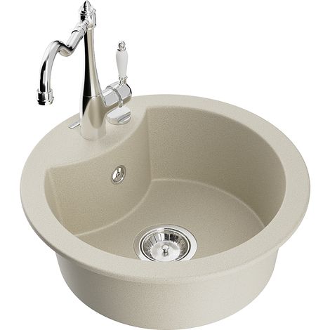Mexen Diego 1-Becken-Granit-Spüle mit Mischbatterie Carla, Beige - 6512-69-670700-00 (1/5)