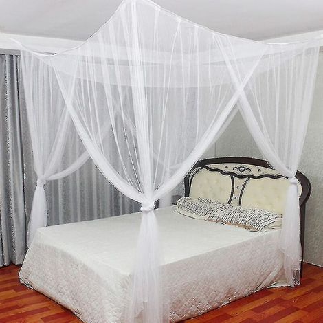 Moskitonetz fürs Bett, großes Moskitonetz fürs Bett, Bettüberwurf fürs Schlafzimmer, Schutz vor fliegenden Insekten, weiß (1/5)