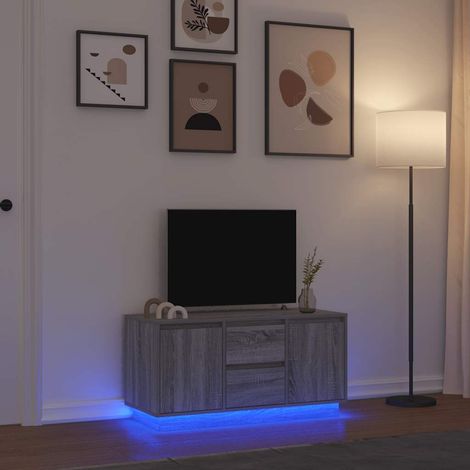 TV-Schrank mit LED-Leuchten Grau Sonoma 100x41x50 cm