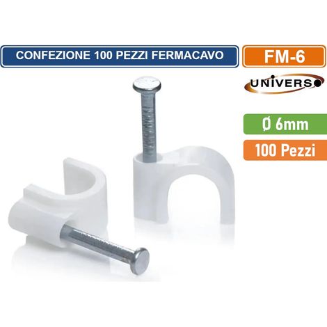 CONFEZIONE 100 PEZZI FERMACAVO Ø 6MM COLORE BIANCO (1/3)