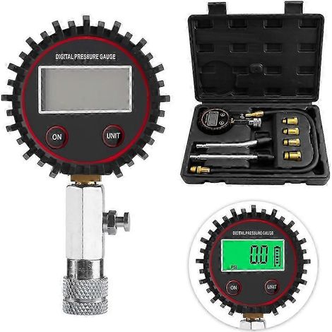 Testeur de compression automobile numérique 200 PSI compatible avec les cylindres de moteurs essence, kit de test avec adaptateur (1/5)