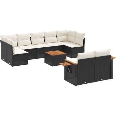 Maison Exclusive - 10-tlg. Garten-Sofagarnitur mit Kissen Schwarz (1/5)