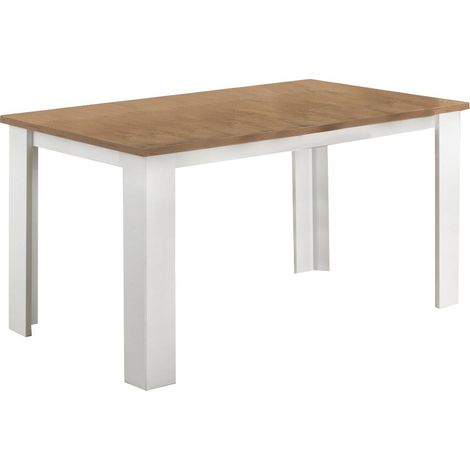 Table à manger rectangulaire bois Oak et blanc brillant Sting 160cm (1/3)
