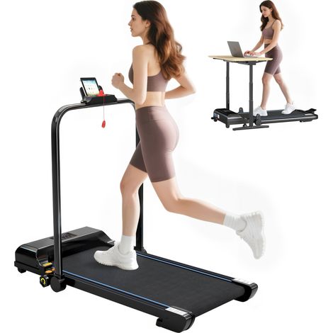 HOMCOM cinta de correr 2 en 1, cinta de andar plegable, 2,5 HP con pantalla LED, velocidad ajustable Max. 10 km/h, control remoto, negro