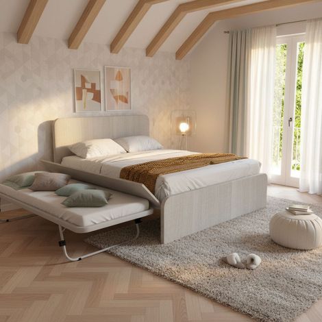 Letto matrimoniale 160x200 con rete estraibile e sollevabile - Rovere rock (1/5)