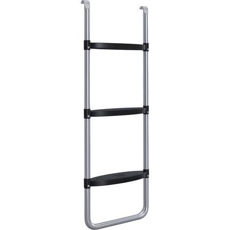 Échelle pour Trampoline Réglable 2 ou 3 Marches en Acier Galvanisé Antirouille Universelle 97x32cm Argentée (1/5)