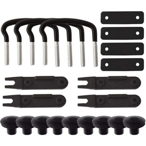 Green Mobility-Kit de fixation universel pour coffre de toit en acier inoxydable, 4 pièces, avec 8 écrous de blocage et 2 sangles (1/4)