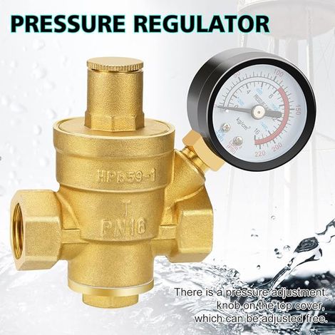 Régulateur de pression 1/2 pouce eau DN15 avec manomètre et outils de réglage, régulateur de pression en laiton 16 MPa (1/4)