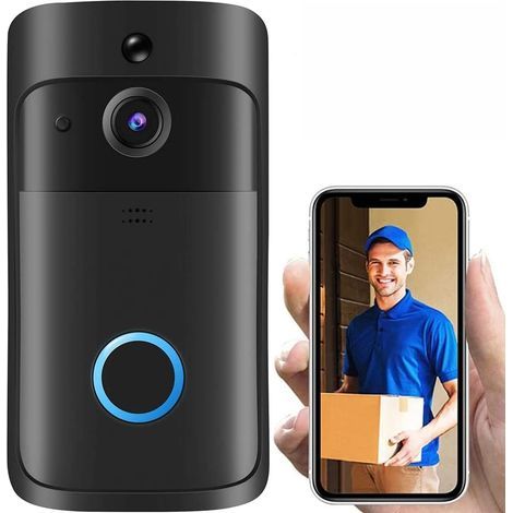 Sonnette vidéo HD sans fil – Détection de mouvement – Vision nocturne infrarouge – Wi-Fi 2.4GHz – Communication audio – Installation facile (1/5)