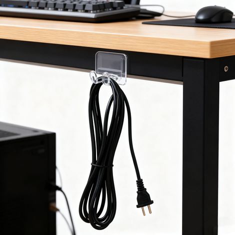 Selbstklebender Befestigungshaken für Stecker und Stromkabel – Transparente ABS-PVC-Wandhalterung zur Organisation von Kabeln und Steckern (1/5)