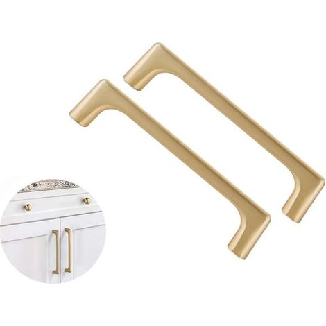 maniglie per mobili da cucina in ottone spazzolato, interasse fori 96 mm, maniglie in stile europeo, in lega di zinco (viti incluse) (1/5)
