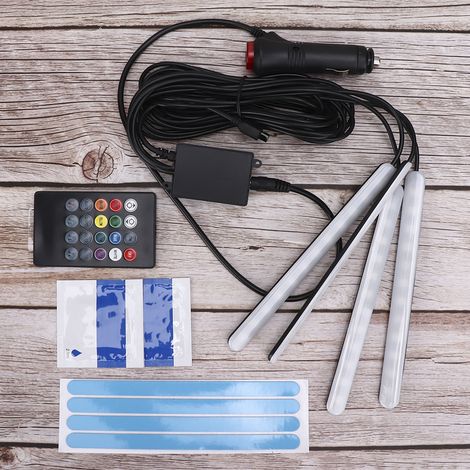 Éclairage d'ambiance intérieur de voiture, 4 bandes LED RGB, télécommande via application, contrôle musical, lampe décorative avec allume-cigare (1/5)
