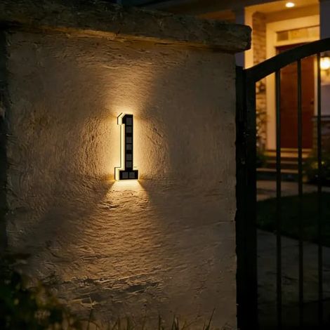 Numéros de maison solaires, panneau d'adresse LED étanche de 23 cm (9 pouces) pour usage extérieur. (1/5)