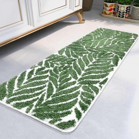 Tapis de Bain Décoration Feuilles Vert foncé 45 x 120 cm (1/5)