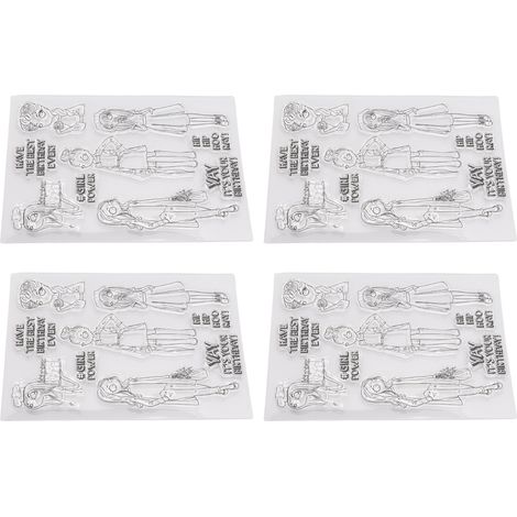 Tampons transparents à faire soi-même, tampons en caoutchouc pour carnets, tampons T1899 (lot de 4) à vendre (1/5)