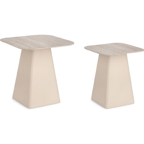 Tavolino hardy, piano in ceramica, base in acciaio da assemblare 40 x 40 x 47 50 x 50 x 52 cm