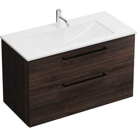 burgbad Eqio, lavabo en fonte minérale avec meuble sous-lavabo,