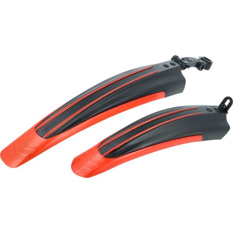 vhbw set parafango anteriore e posteriore compatibile con mountain bike con ruote da 24 / 26 - nero / rosso