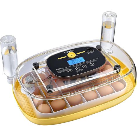 Couveuse Œuf Automatique 24 Œufs de Poule Incubateur Œuf pour Éclosion Œufs de Volaille Poussins Canetons Oies Cailles, avec Mire LED Affichage Température et Humidité Fenêtre Transparente 360° (1/5)