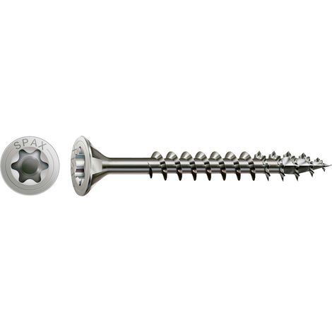 SPAX Edelstahlschraube, 5 x 80 mm, 100 Stück, Vollgewinde, Senkkopf, T-STAR plus T20, 4CUT - 1197000500803