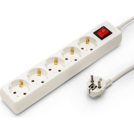 Bloc multiprise standard Schuko 5x16A, avec interrupteur, câble de 1m de long, H05VV-F3G1.0MM2 (1/5)
