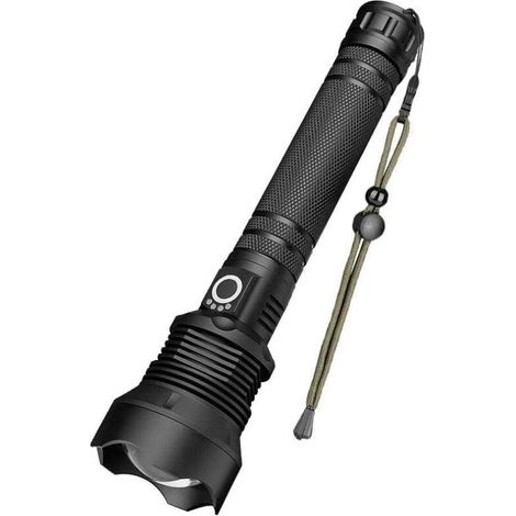 Torche LED en Métal Deux Pièces, XHP70 Torche Étanche à Zoom Réglable Super Puissant - 24.8cm6cm3.3cm