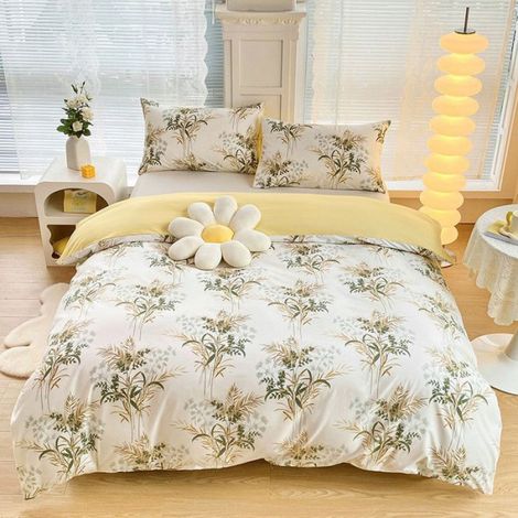 Housse De Couette - Microfibre - 200x200 cm - Imprimé Bouquet - Ensemble 3 Pièces - Pour Enfants