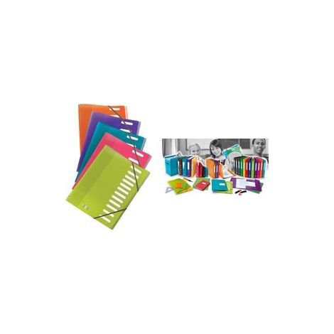 Cartella portadocumenti OXFORD Tahiti A4 con soffietto, 12 scomparti, copertina in polipropilene, colore casuale