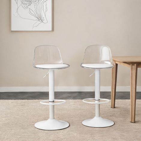 Lot de 2 chaises de bar pivotantes réglables en hauteur dossier (1/5)