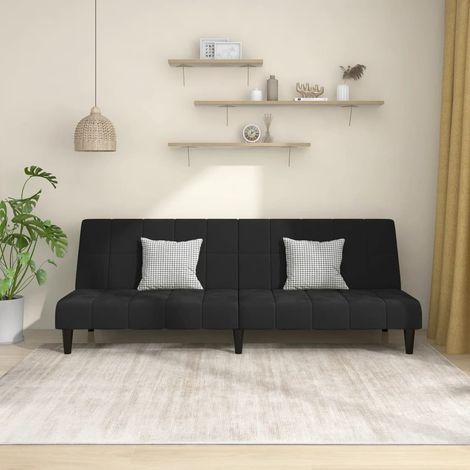 Schlafsofa 2-Sitzer Schwarz Samt (1/5)