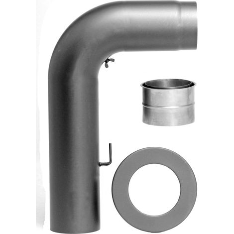 Rauchrohrset 130 mm ø dunkelgrau, 3-teilig, gezogen
