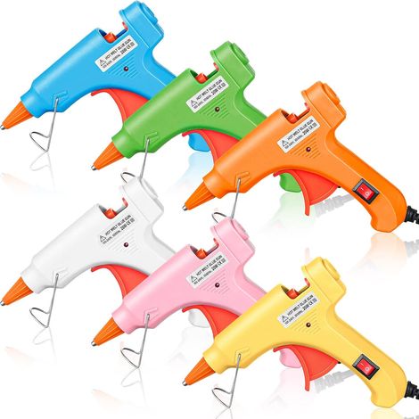 Lot de 6 mini pistolets à colle thermofusible à basse température avec protection contre les brûlures, préchauffage rapide et déclencheur facile à presser pour l'école, les projets de classe (1/5)