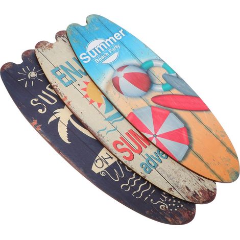Décoration Murale Surf Planches de Surf en Bois 3pcs, Style Délicat (1/5)