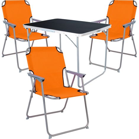 4-tlg Campingsessel Orange + Campingtisch-MMC330870B+3xMPO2600O (1/4)