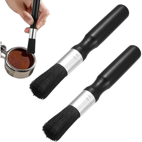 Juego de 2 cepillos de limpieza para baristas, cepillos para café, cepillos para espresso para portafiltros, cepillos para limpiar máquinas de café. (1/5)