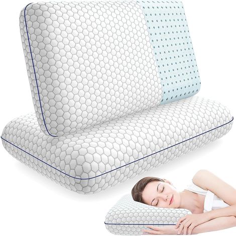 Lot de 2 Oreillers Ergonomiques Mémoire de Forme – Confort Optimal pour Tous Types de Dormeurs, Housse Respirante Lavable, Format Standard (1/5)