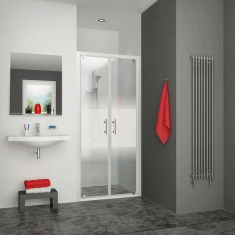 Porte de douche 2 battant EQUI argent poli verre clair ht 1900mm 875-907mm (1/2)