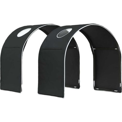 Lit Mezzanine Enfant avec Tunnel, Ensemble de 2 Pièces, Noir, en Fibre de Polyester (1/5)