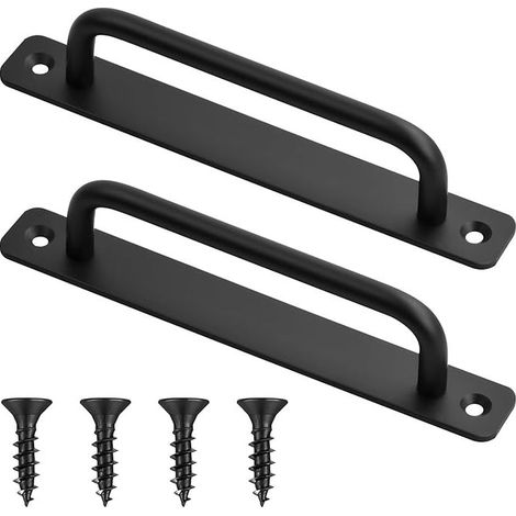 Poignée de Porte de Grange Coulissante, Poignee de Meuble Cuisine, Poignée Poignée de Porte Coulissante avec Vis pour Portes de Grange Armoire Placard Portail, noir (1/5)