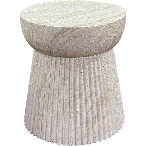 BONNY - Bout de Canapé en Fibre d'Argile Naturelle Pied Motif Rainuré