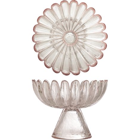 Bloomingville - Nalu Pedestal Bowl - Rose - Glass