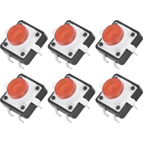 Bouton poussoir tactile LED rouge 12x12x7.3mm, interrupteur momentané, lot de 20 pièces, pour projets électroniques et bricolage. (1/5)
