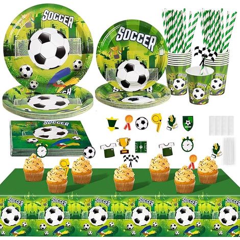 Football Vaisselle Fête Anniversaire Kit Foot Theme Papier Assiette Enfant Garçons Football Articles Fête Deco Fournitures (1/5)