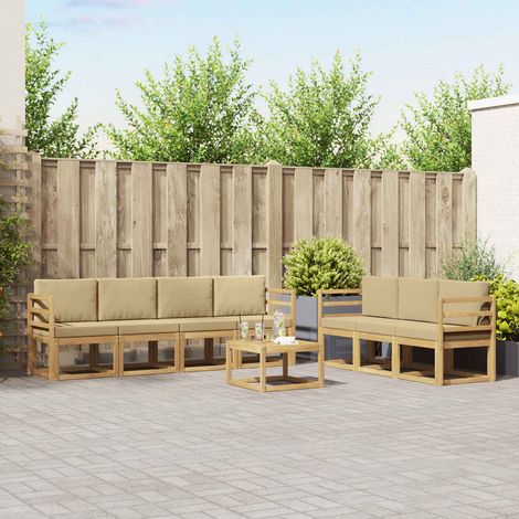 vidaXL Set di divani da esterno 7 pz 7-Posti White and Beige (1/5)