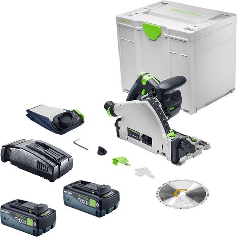 Festool TSC 55 KSEB-Basic Akku Tauchsäge 18 V 160 mm Brushless + 2x Akku 8,0 Ah + Schnellladegerät + Systainer
