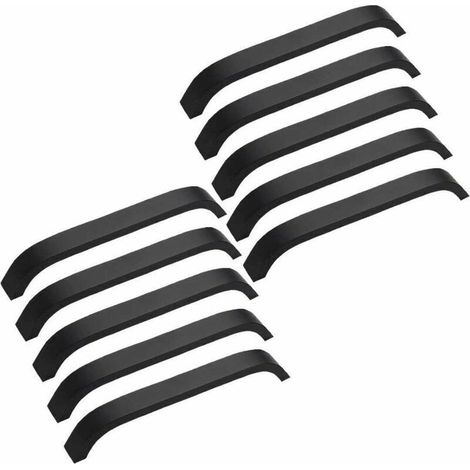 Lot de 10 Poignées de Meuble Cuisine Noires Poignées de Placard Porte Cuisine Meuble Placard Entraxe 160mm